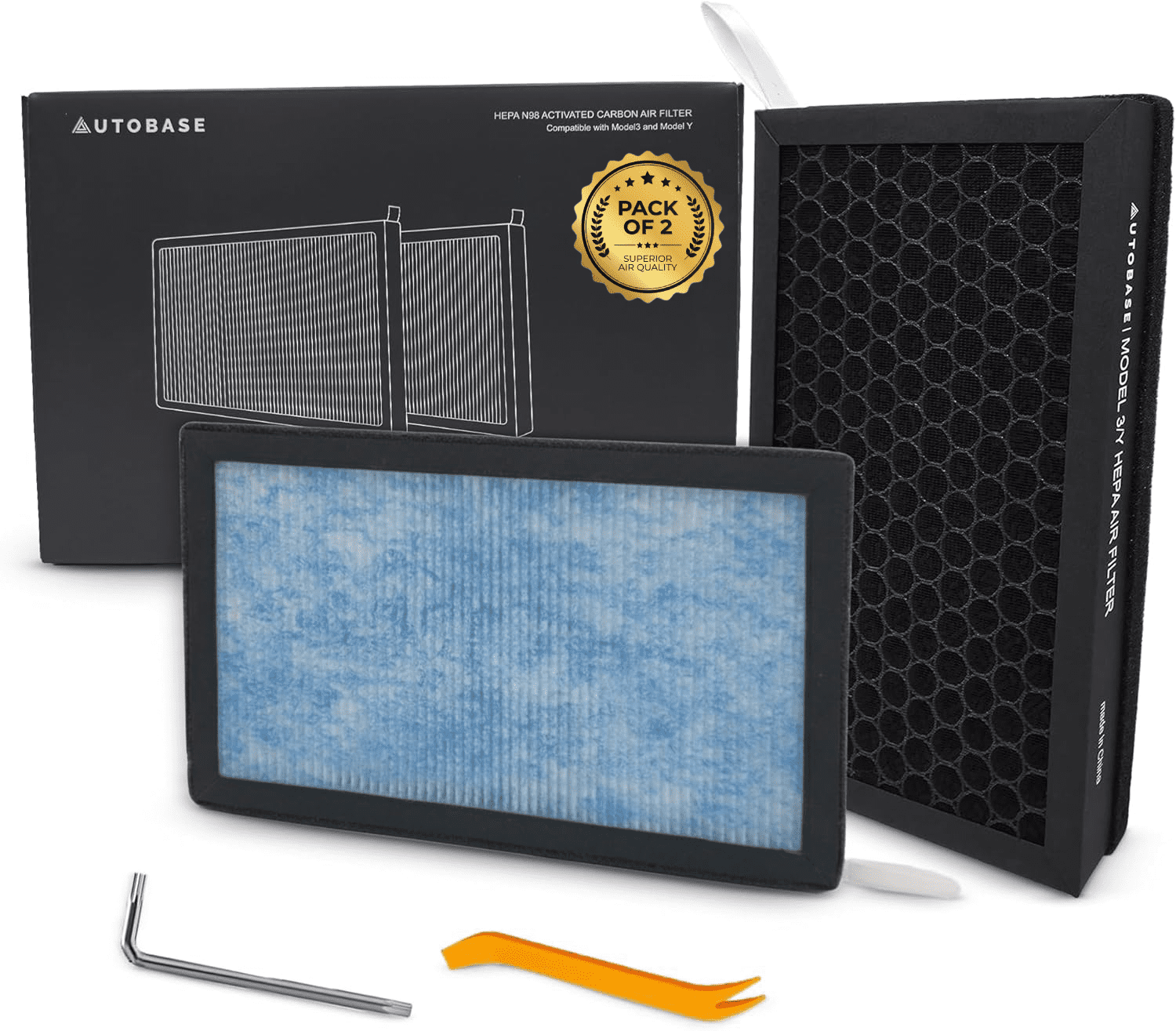 TOPAZ Carbon Cabin Air Filter 2-Pack For Tesla Model 3 (2017-2023) & Model Y (2020-2023) – Direct Fit, 5-Year Warranty