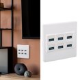 thumbnail image 1 of USB Outlet Wall Plate, White 6 Port High Speed USB 3.0 Wall Plate  for Charging, 1 of 8