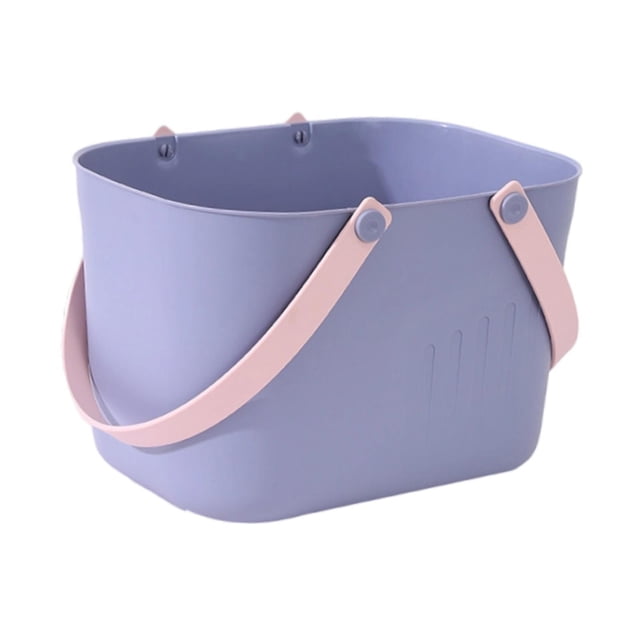 Cesta de ducha portátil, neceser, drenaje rápido con asa, ducha multiusos Púrpura