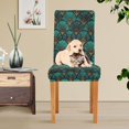 thumbnail image 4 of Yayeee 2 Pack Dining Chair Covers Stretch Parson Chairs Slipcovers Seat Protector, Green Art Abstract Pattern, 4 of 6