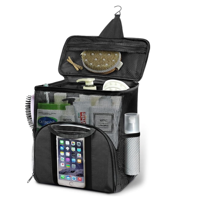 Organizador de ducha portátil de gran capacidad para dormitorio universitario, bolsa de artículos de tocador con compartimento separado para colgar, para estudiantes universitarios, para acampar,