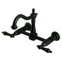 Kingston Brass KS1260PKL Duchess Double-Handle Wall-Mount Bridge Kitchen Faucet, Matte Black