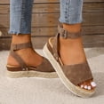 thumbnail image 6 of Caywon Womens Round Toe Dual Strap Wedge Sandals, Open Toe Thick Sole Summer Footwear, Casual Adjustable Ankle Strap Shoes, Sandalias Con Doble Correa Para Mujer, 6 of 8