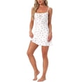 thumbnail image 4 of INSPIRE CHIC Women's Ribbed Babydoll Nightgown Sleeveless Sleep Dress with Ruffle Hem & Bow Detail S Strawberry, 4 of 6