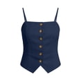 thumbnail image 4 of BUIGTTKLOP Womens Cotton Linen Cami Suit Vest Dressy Casual Button down Waistcoat Fitted Split Hem Summer Sleeveless Blazer Tops, 4 of 7