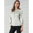 thumbnail image 4 of Blusa de Satén Allegra K Oficina Cuello con Volantes Gris XL, 4 of 6