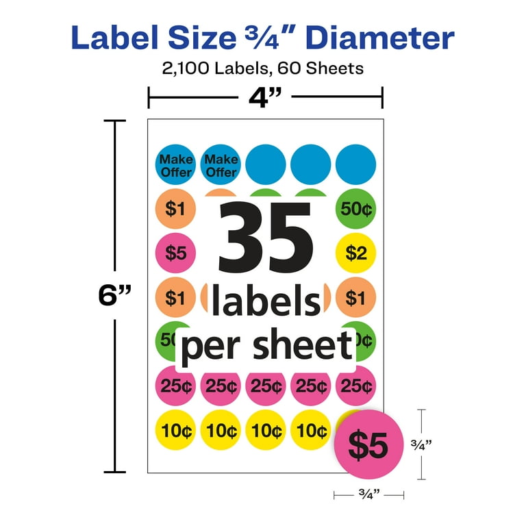 60 Sheets Pricing Label Stickers 1 Stickers Garage Pricing Stickers for  Small Business Sticker Labels Dot Stickers Price Tags Stickers Toddler