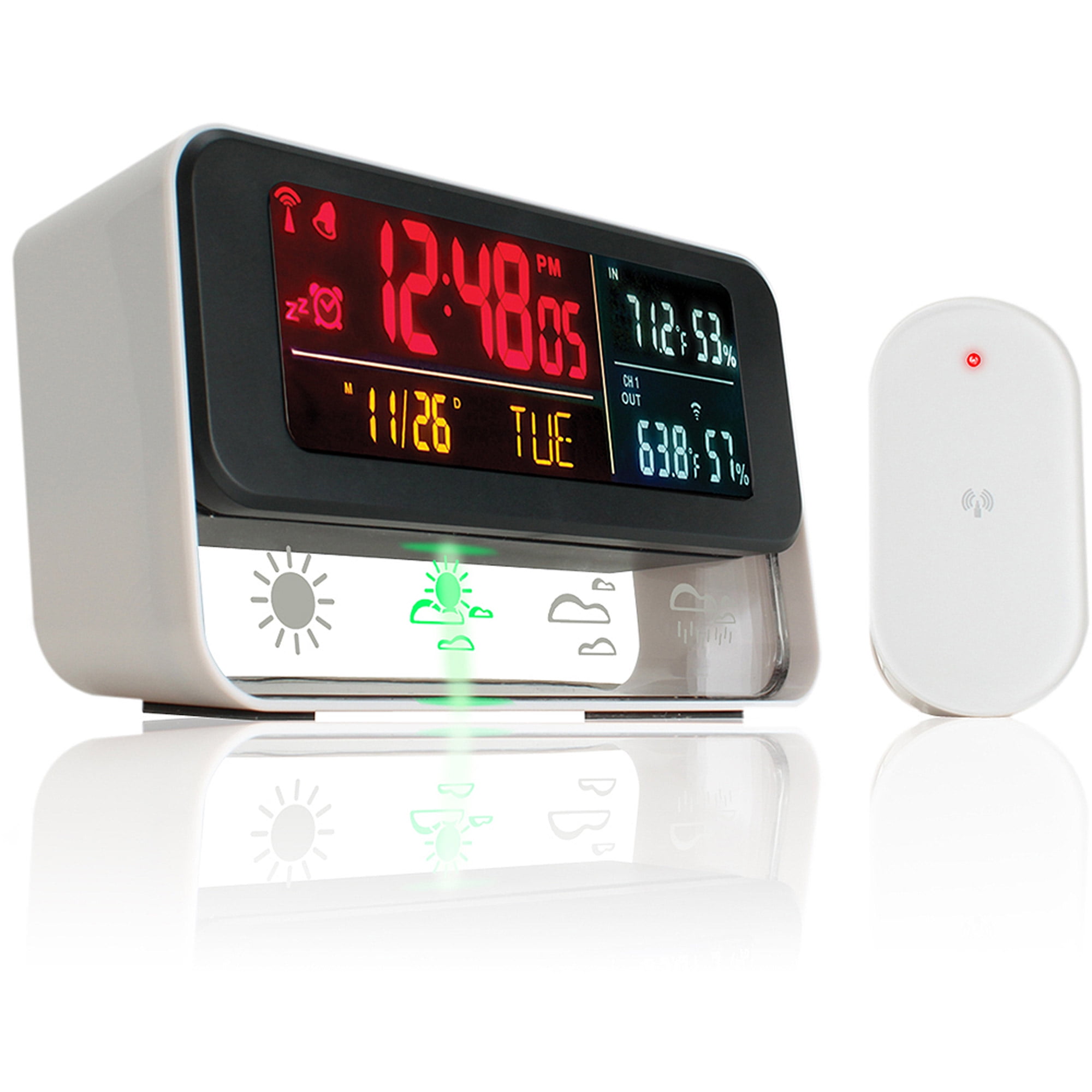 ENHANCE Digital Weather Station with Built in Alarm Clock, Barometric
