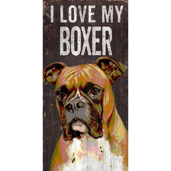 Pet Sign Wood I Love My Boxer 5"x10" - Special Order