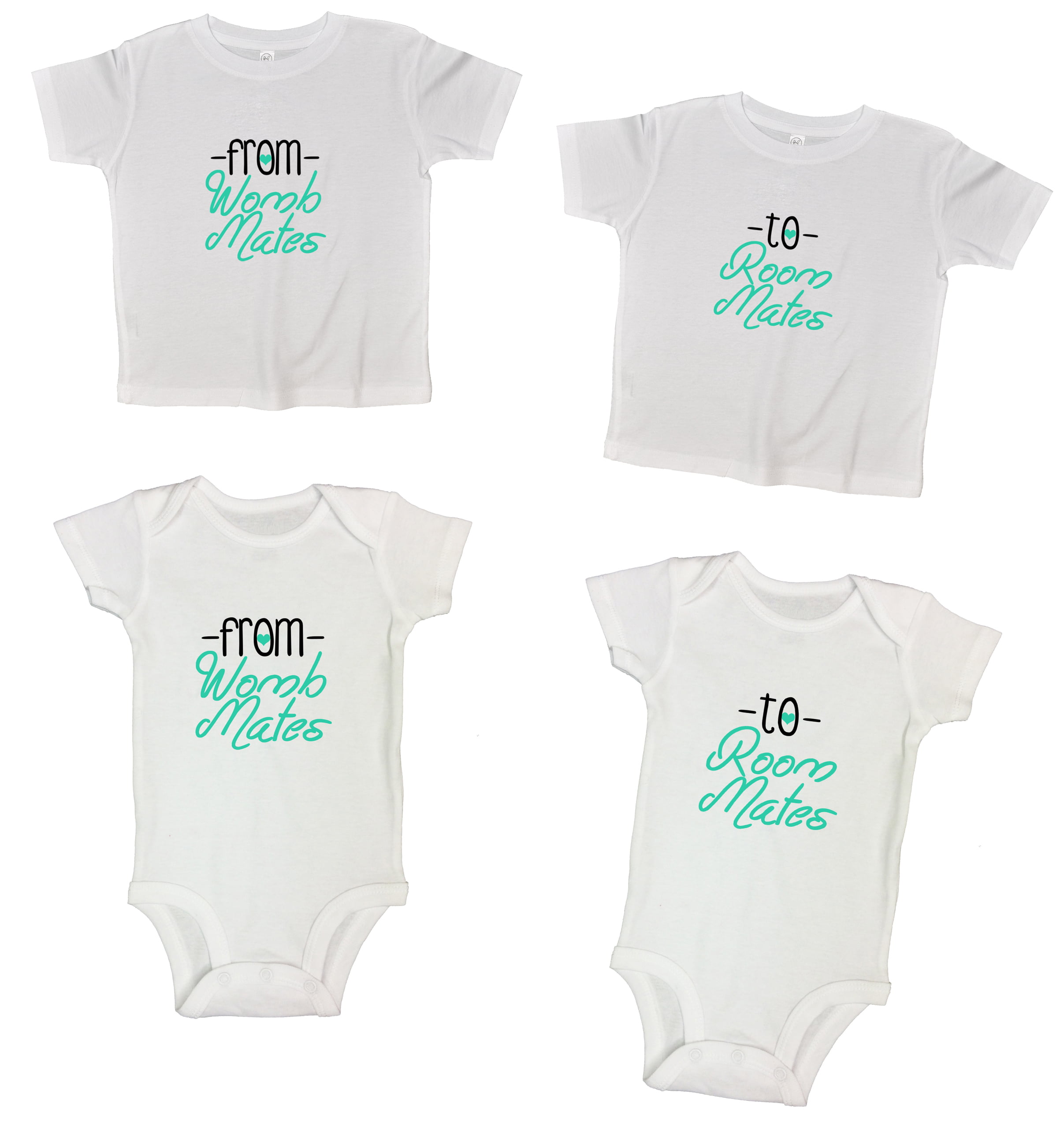 Twin Onesies Womb Mates Baby One-piece outfits Newborn Girls & Boys 2pc Set 