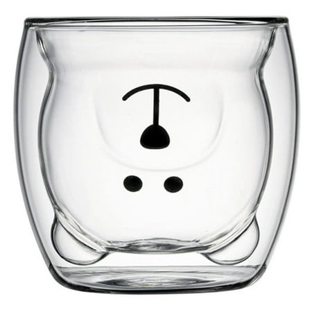 

Double Layer Glass Bear Mugs Cute Cartoon Cup Clear