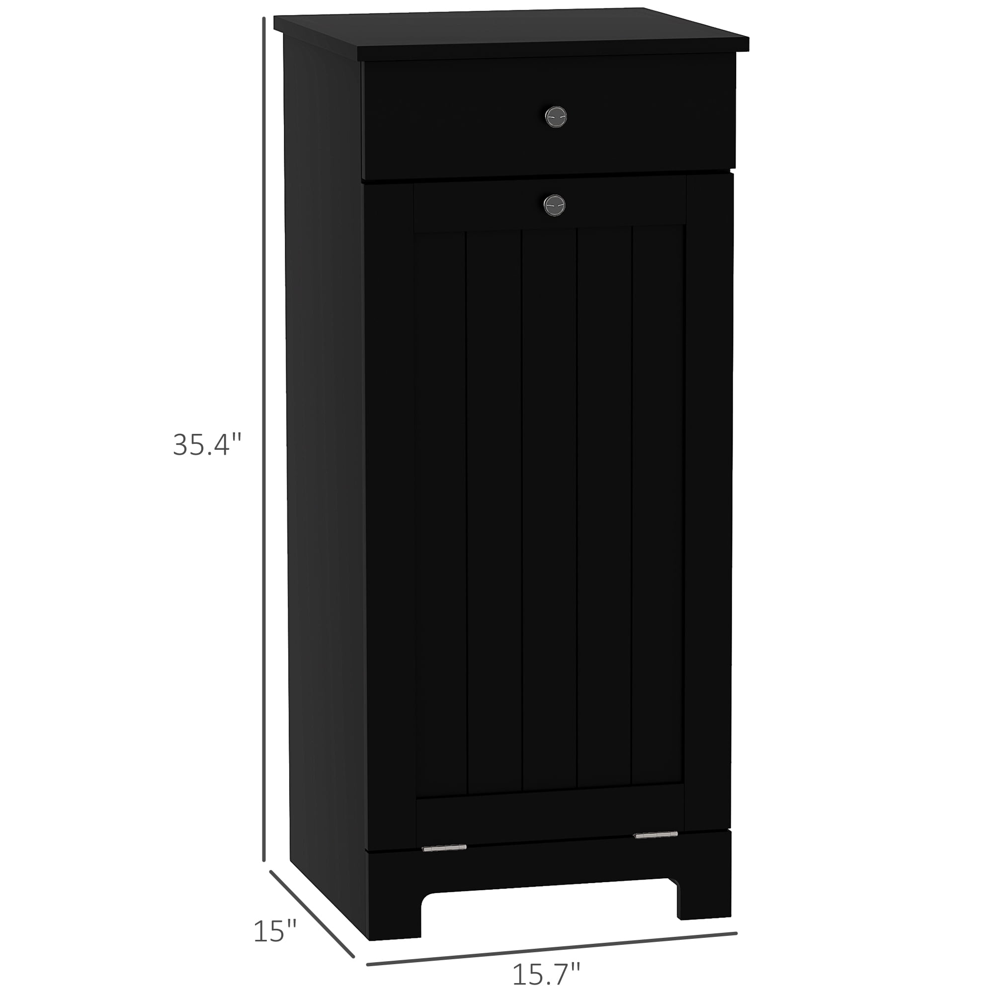 HOMCOM Tilt Out Laundry Hamper, Laundry Hamper Cabinet with Drawer, Black