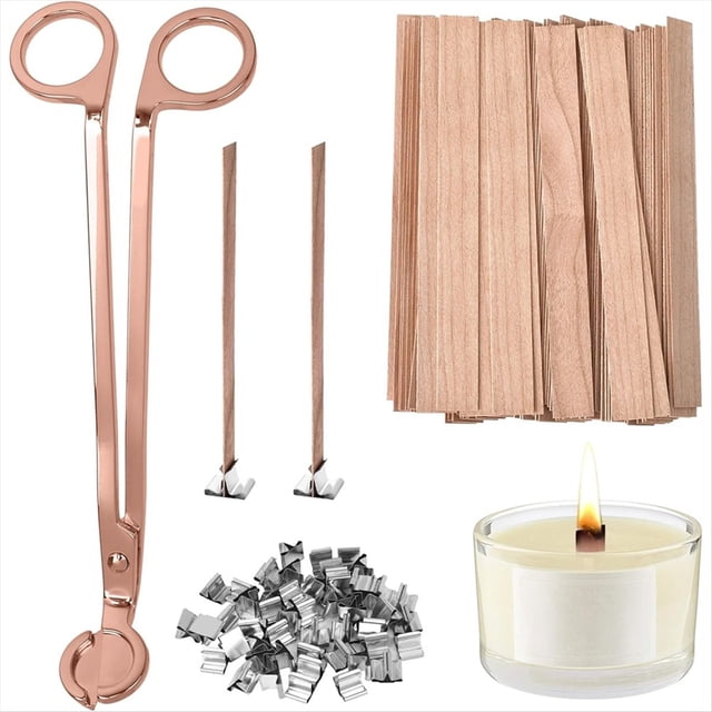 100 PCS Thickened Wood Wicks for Candles Making with Wick Trimmer, Naturally Smokeless Candle Wicks for Long Lasting A,1*set candle wicks