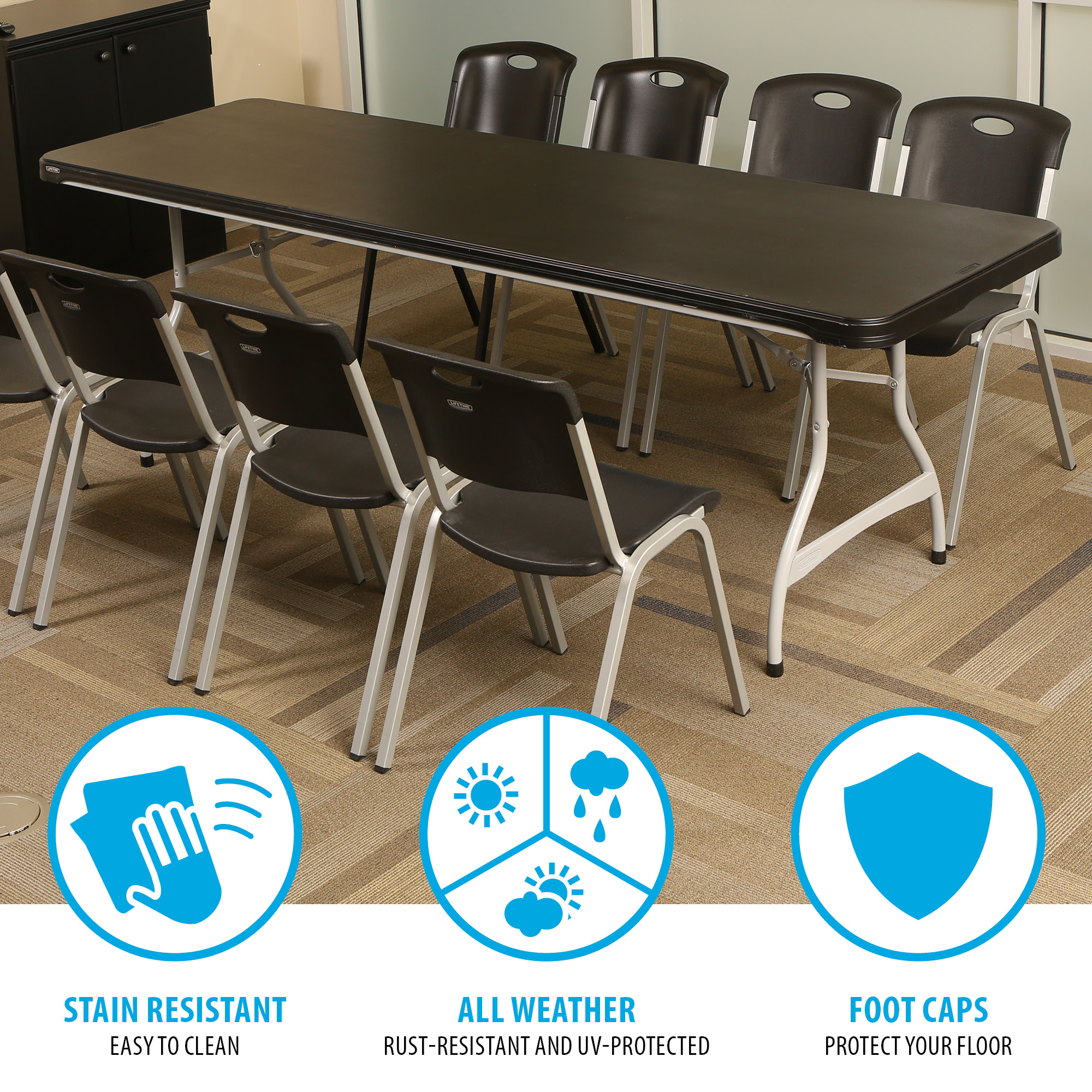 Lifetime 8-Foot Nesting Rectangle Table, Black photo 6