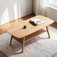 thumbnail image 3 of Hassch 2-Tier Coffee Table, 47.2" Solid Wood Cocktail Table with Storage Shelf, Center Table for Living Room, Oak, 3 of 7