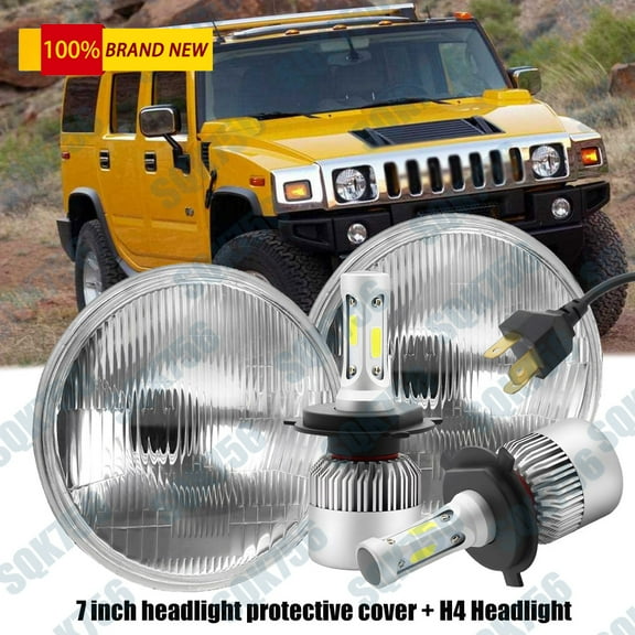 For Hummer H2 2003-2009 Pair DOT 7 inch Round LED Headlights DRL High Low Beam