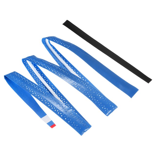 Unique Bargains 43.3' Non-Slip Perforated Tennis Racket Overgrip Tape with Ridges Blue 6 Pack