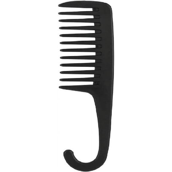 Wide Tooth Combs, Hair Comb Set, Wet Shower Detangling Comb, Curly Hairbrush for women, Large Shower Combs with Hook for Wet Hair, Long Hair Detangling (Black)