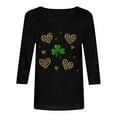 thumbnail image 6 of felwors St Patty's Day Shirt Women 2025 Casual Plus Size 3/4 Sleeve Irish Clover Shirts Funny Saint Patrick's Tunic Tops (Black, S), 6 of 7
