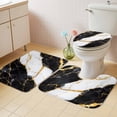 thumbnail image 2 of Black Marble Bath Mat 3 Piece Bathroom Rug Set, Luxury Gold White Abstract Cracks Artwork Non Slip Bath Rug Contour Mat and Toilet Lid Cover, Absorbent Shower Mats Soft Bath Rugs and Mats Sets, 2 of 8