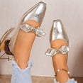thumbnail image 6 of IEMIEMIEM Ballet Flats for Women 2026 Pointed Toe Leather Bow Mary Janes Comfortable Casual Slip On Office Walk Dress Shoes Gold 6.5 Wide, 6 of 8