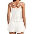 thumbnail image 6 of Gkeoshab Valentines Pajamas Women's Solid Lace Camisole Hollow Print Thin Linen Cotton Pajamas Summer Cool Breathable Casual Loungewear Set White S, 6 of 8