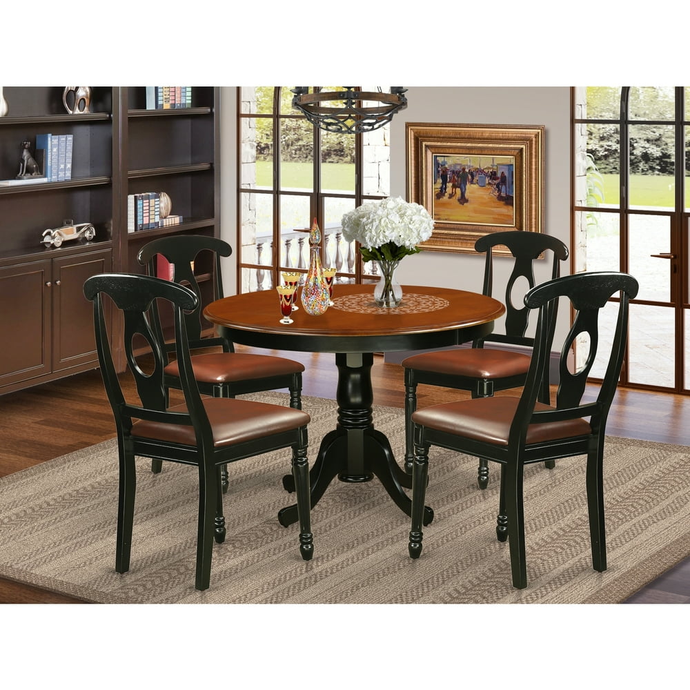 Dining Set With A Round Table And Kitchen ChairsFinishBlack