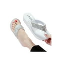 thumbnail image 4 of Rotosw Woman Wedges Rhinestone Flip Flops Backless Slippers Lightweight Wedge&platform Thong Beach Non-slip Flip-flops White 6, 4 of 4