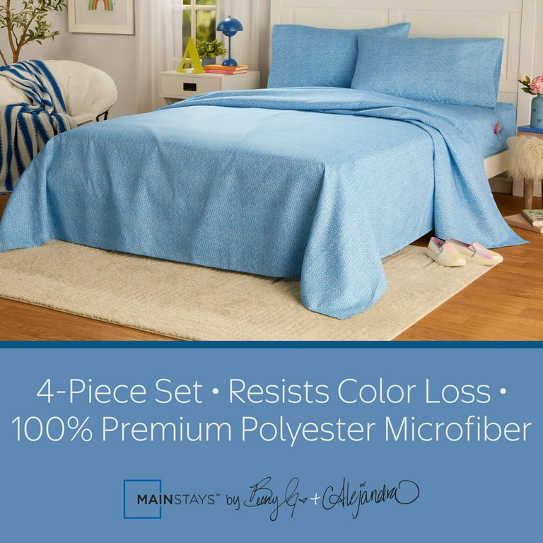 Mainstays by Becky G. & Alejandra Blue Geo Microfiber Bed Sheet Mainstays by Becky G. & Alejandra Blue Geo Microfiber Bed Sheet