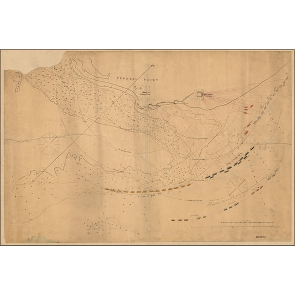 24"x36" Gallery Poster, map of Fort Fisher Wilmington North Carolina 1865