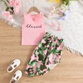 thumbnail image 2 of LAPAKIDS Baby Girl Clothes Summer Infant Toddler Girls Outfits 18-24 Months Letter Printed Tops Camouflage Short Set, 2 of 7