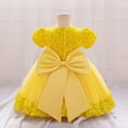 thumbnail image 4 of Zwiiyzr 6M-5T First Communion Dress Flower Girl Dress Elegant Lace Satin A-Line Bridesmaid Princess Dress for Wedding Party Yellow, 4 of 7