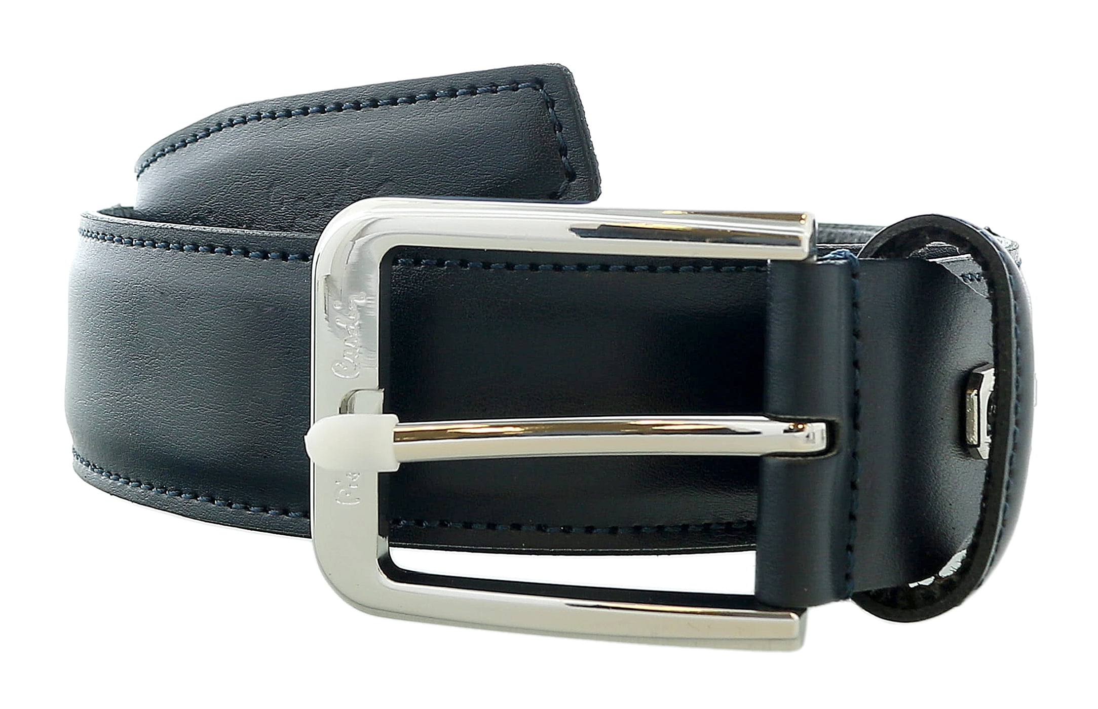 Pierre Cardin Blue Smooth Classic Silver DRing Adjustable Belt