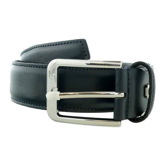 Pierre Cardin Blue Smooth Classic Silver D-Ring Adjustable Belt Adjustable Mens Belt-38 for Mens