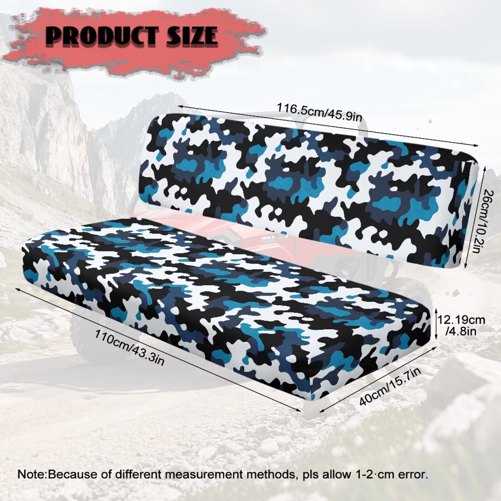Yuyamidu Blue Camo UTV Bench Seat Cover 2Pcs UTV Covers Replacement 4 Wheeler Accessories Non-Slip All-Weather Protection Fit for Kawasaki Mule 4010 4x4 SE 2018 2017 2016