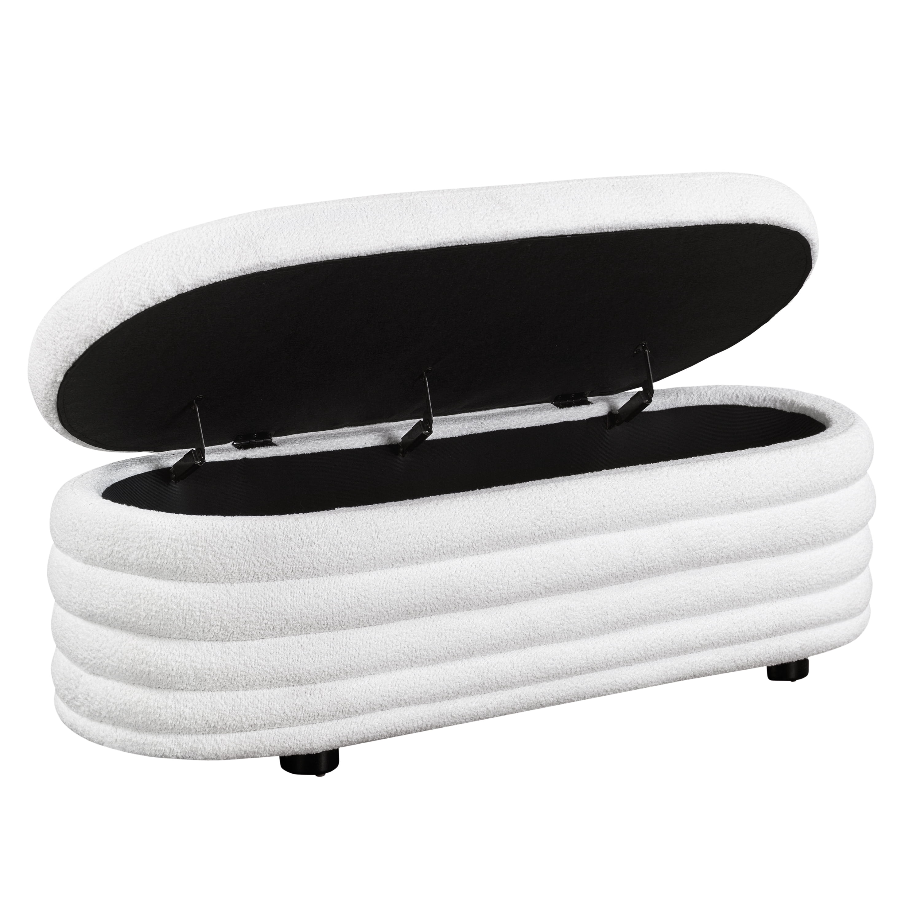Studio Living Livingston Modern Storage Ottoman, White Boucle Fabric