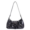 thumbnail image 2 of Spencer Crescent Shoulder Bag for Women PU Leather Hobo Tote Handbag Clutch Purse Ladies Trendy Punk Underarm Bag, Black, 2 of 10