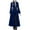 Blue, variant on IROINNID Maxi Dress for Women Lace Patchwork Medieval Round Neck Zipper Slimming Long Sleeve Dresses ,Black