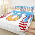 thumbnail image 5 of Erosebridal Waffle Drip Letter O Queen Sheet Sets, Cute Baseball Sport Bed Set for Girls and Boys, 4-Piece, 1 Flat Sheet, 1 Fitted Sheet and 2 Pillowcases, 5 of 6