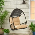 thumbnail image 2 of GDF Studio Emmie Indoor/Outdoor Wicker Hanging Chair with Cushion (NO STAND), Brown and Tan, 2 of 11