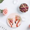 thumbnail image 3 of FMSHPON Pink Flamingo Set of 6 Round Coaster for Drinks, Absorbent Ceramic Stone Coasters Cup Mat with Cork Base for Home Kitchen Room Coffee Table Bar Decor, 3 of 5