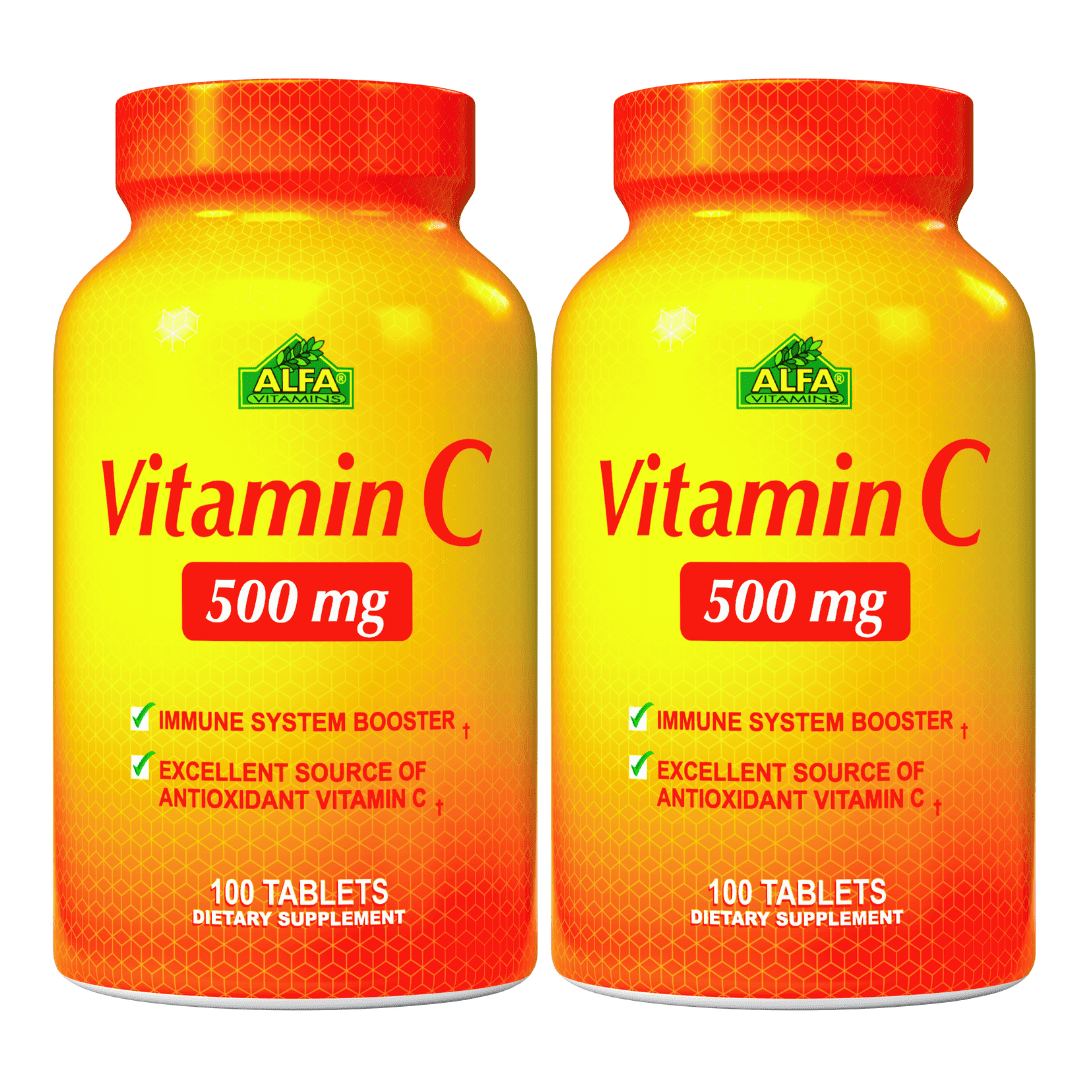 Vitamin C 500mg - Immune Support - 100 Tablets per bottle - 2 PACK