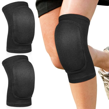 STOBOK 1Pair Black Knee Guards for Football Volleyball Shock Absorbing Pads