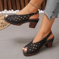 thumbnail image 6 of HomeDM Platform Chunky Heels Sandals for Women Open Toe Slingback Summer Dressy Beach Slides Sandals, Black Size 7, 6 of 9
