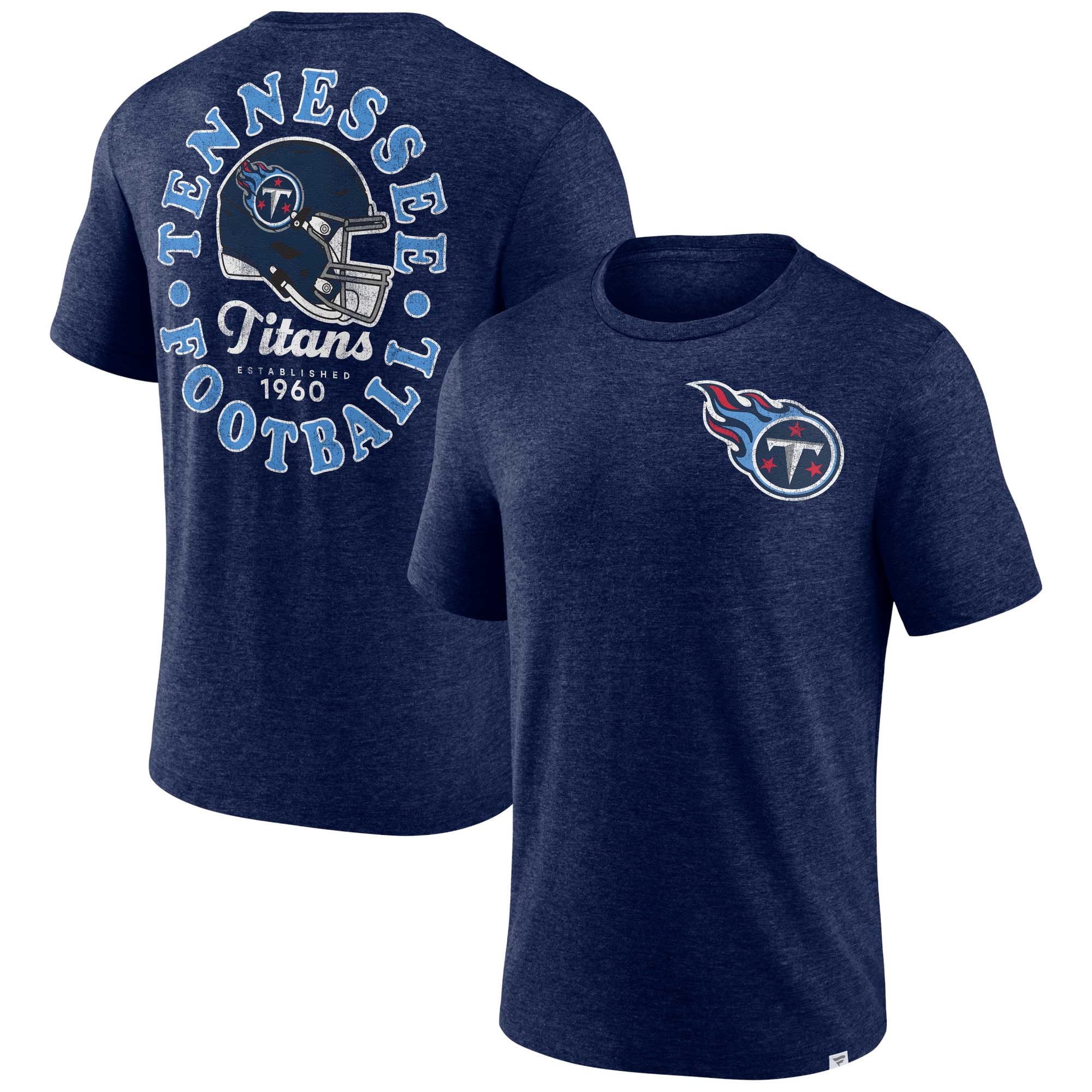 Men's Fanatics Branded Heather Navy Tennessee Titans Oval Bubble Tri ...