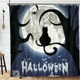 thumbnail image 2 of Halloween Shower Curtain Black Cat Night Moon Decor Holiday Shower Curtains for Bathroom Polyester 72x72 Inch, 2 of 7