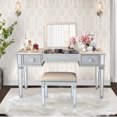 thumbnail image 5 of Mirrored Vanity Desk with Drawers and Stool, Flip-Up Makeup Dressing Table for Bedroom or Beauty Studio, Space-Saving Women's Workstation with Storage, Girls Bedroom Furniture Set, 5 of 9