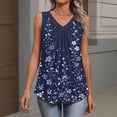 thumbnail image 3 of Kixjoy Tank Tops for Women Loose Fit V Neck Tank Tops Sleeveless Fashion Pleated Tunic Tops Summer Basic Casual Soft Shirts for Women, Blue XXL, 3 of 6
