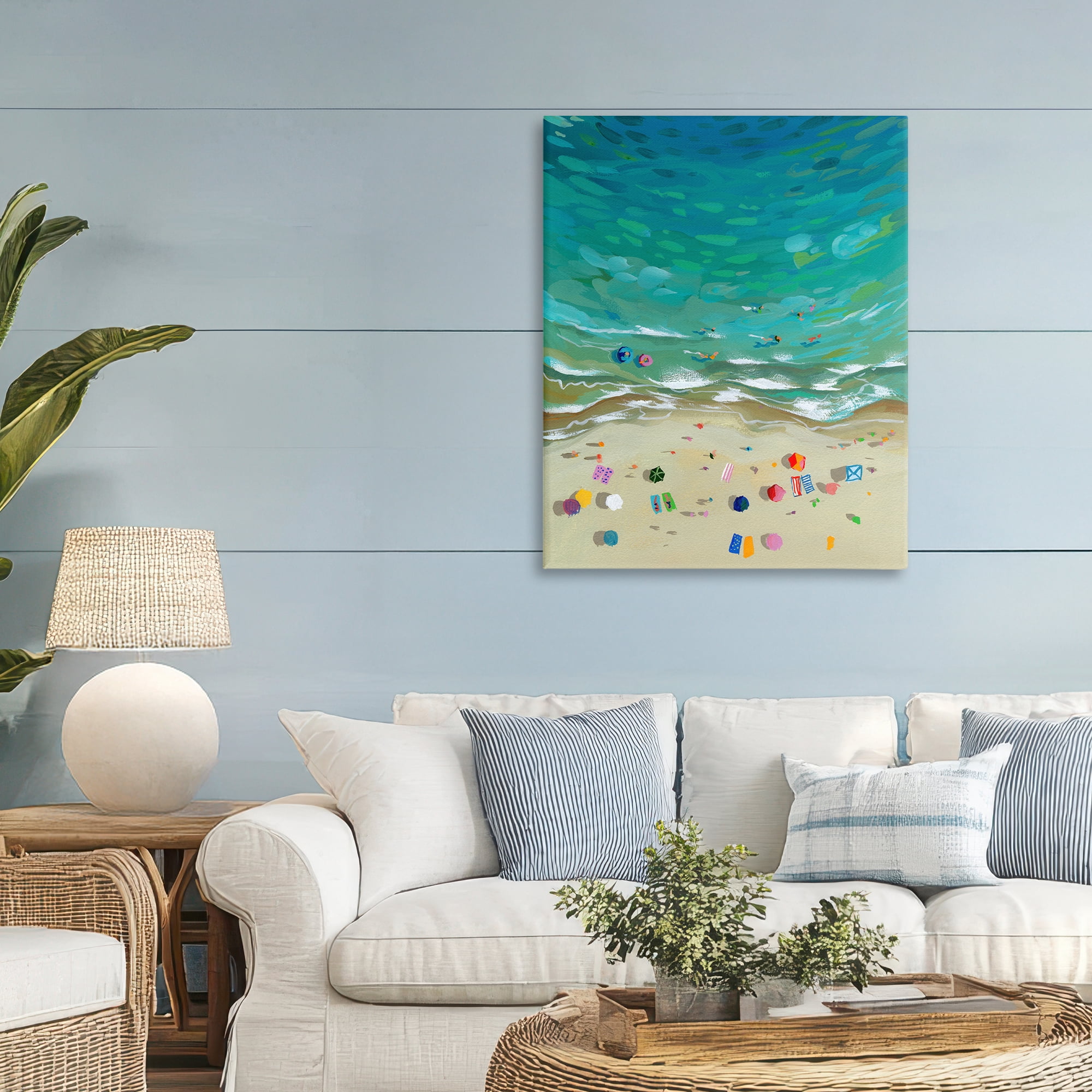 Stupell Industries Aerial Beachside with Umbrellas Canvas Wall Art, design by Brook Page