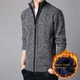thumbnail image 1 of Suéter tipo cárdigan de otoño e invierno grueso con forro polar para hombre, suéter de cuello alto, suéter de talla grande, 1 of 5